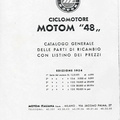 Catalogo ricambi Motom  1954
